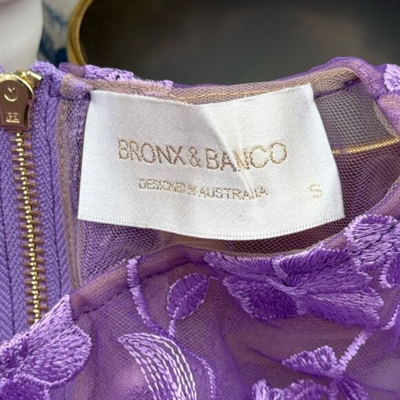 🆕 BRONX & BANCO 🧿 NWOT Bouquet Maraya Long Sleeve Mini Dress, Lilac Sz S US 4 - Picture 12 of 16